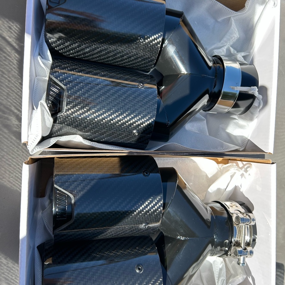 BMW Carbon Fiber Exhaust Tips set of 2 quad tips double wall perforated